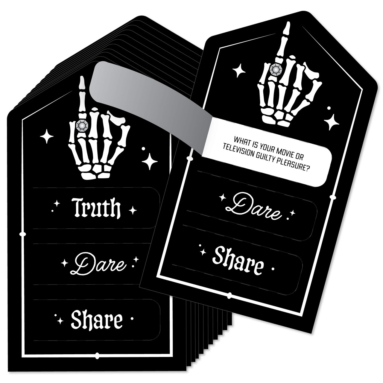 Big Dot of Happiness Til Death Do Us Party Truth, Dare, or Share Pull Tabs Game, Goth Bridal Decor, Bride or Die Party Game Pickle Cards – Set of 12